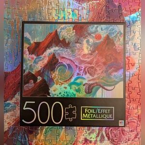 Milton Bradley 500 Piece Metallic Foil Puzzle